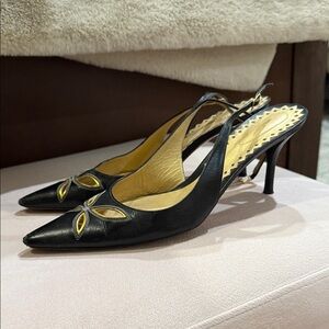 Bottega Veneta Black and Gold Heels